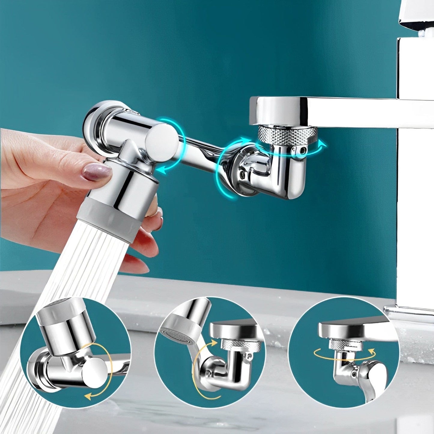 Extensie de robinet rotativ pentru o curățare ușoară