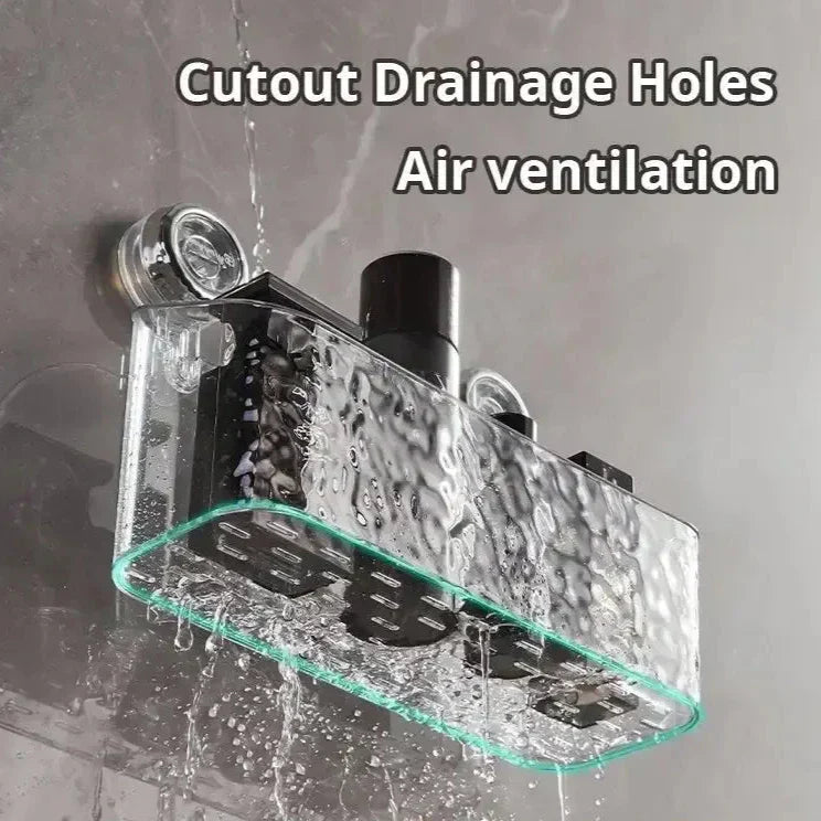 Raft de perete practic fără găurire pentru baie