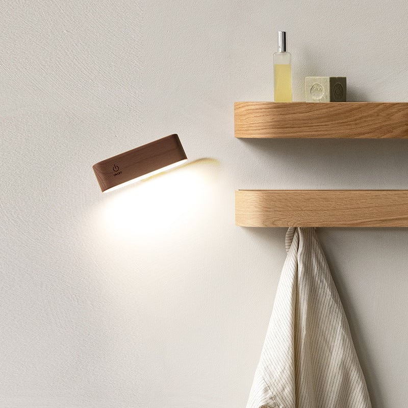 Solid wood desk lamp with magnetic charging 